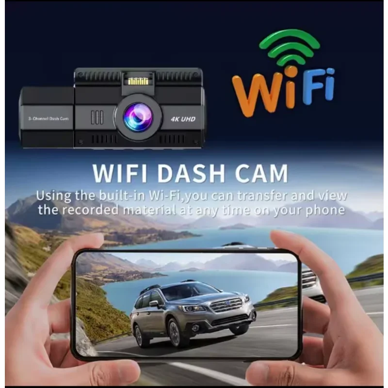 와이파이 듀얼 카메라 없는 GPS 녹음기 대시 캠, 전면 및 내부 채널 DVR 차량 블랙박스 DVR 풀 HD 1080p, 4K