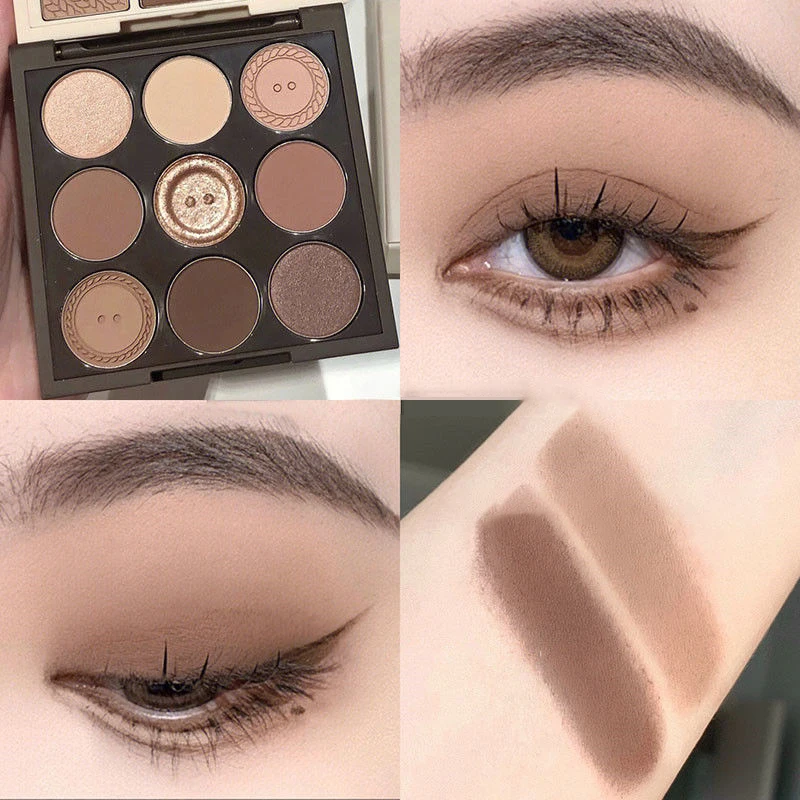 Sombra de ojos de 9 colores, maquillaje diario, paleta de sombra de ojos marrón, brillo mate duradero, Perla fina, de Color tierra sombra de ojos, Coreano