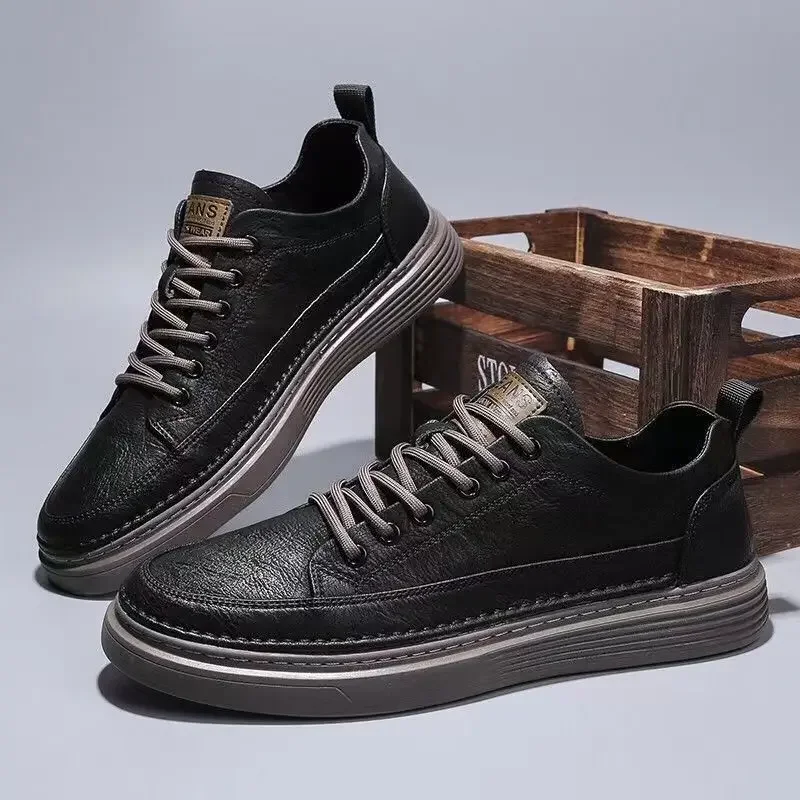 New In Black Casual Men\'s Vulcanize Shoes Luxury Sale Free Delivery Shipping Cheap Liquidation Clearance Adults On Sneakers Male