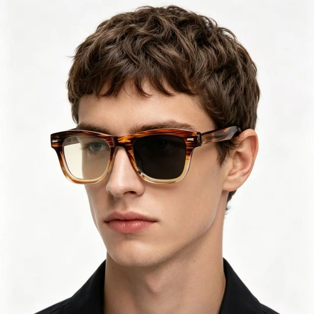 

Photochromic Myopia Glasses for Man Glass Frame Exquisitely Crafted Square Frame Luxury Blue Light Blocking Eyeglasses 0 To -6.0