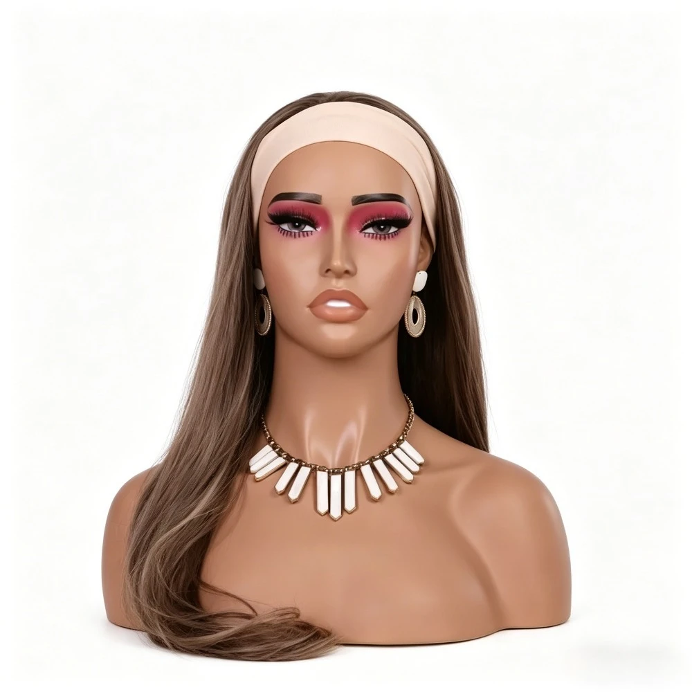 

Профессиональная манекен-голова для демонстрации париков, реалистичный женский бюст с плечами, манекен-голова для демонстрации шляп, украшений, макияжа и укладки волос