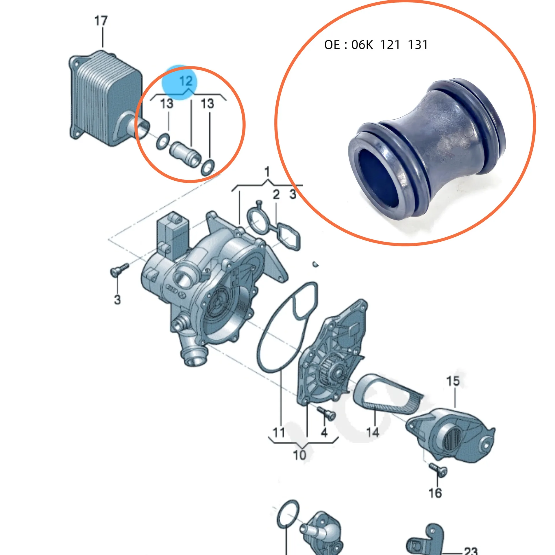 Water Pump Thermostat Assembly Repair Kit OE 06J121065F 06A919501A for VW Golf6 Jetta GTI MK6 Passat Audi A3‑A6 Q3 Q5 Car Parts