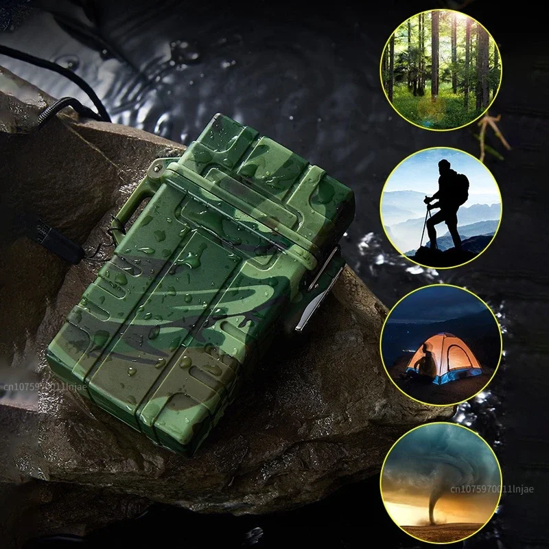 2023 Outdoor Waterproof Windproof USB Rechargeable Lighter 20 Sticks Creative Cigarette Case Gadget for Men\'s Camping Sports