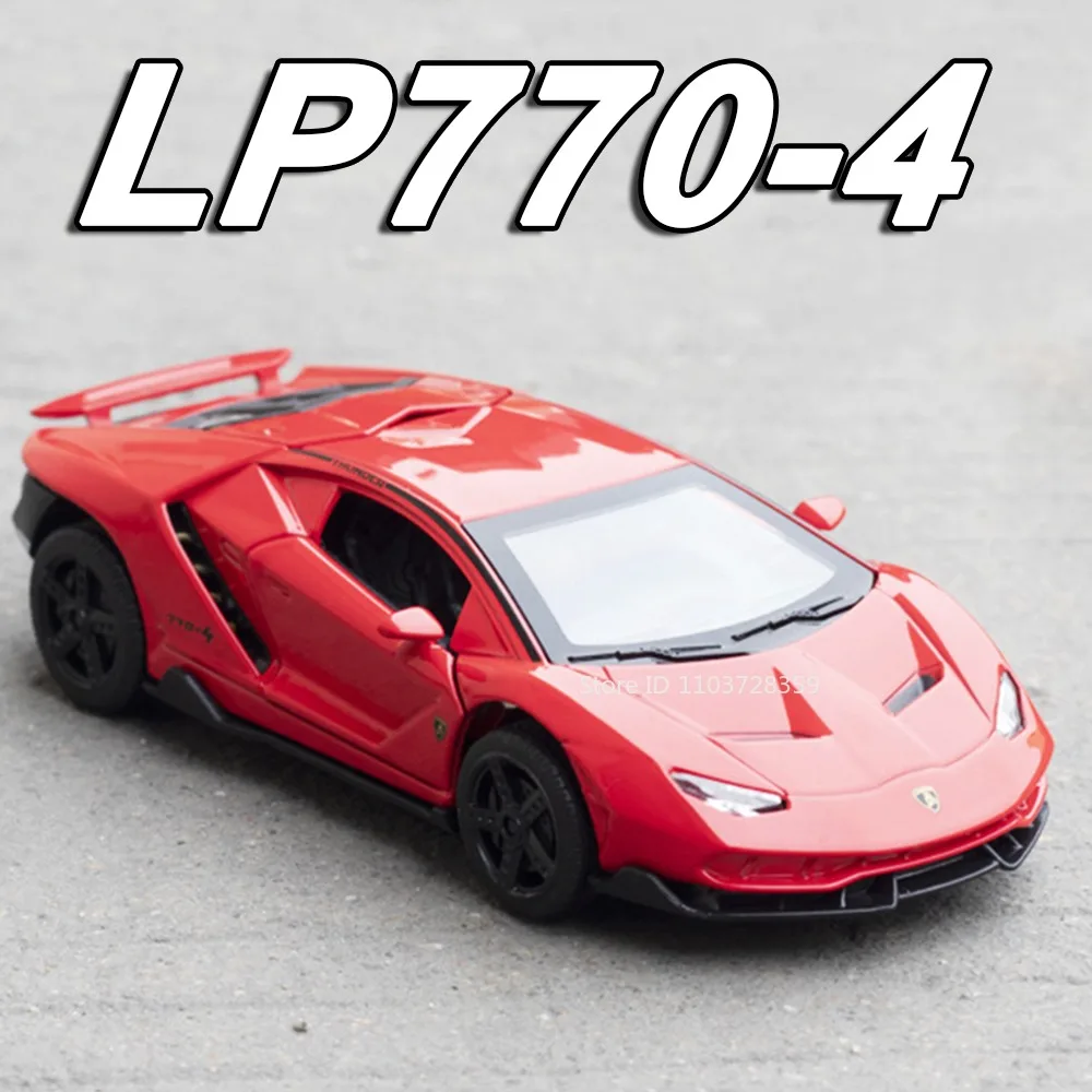 

1:32 LP770-4 Model Toy Sports Cars Alloy Diecast Revuelto Miniature Supercars Sound Light Doors Opened Pull Back for Boys Gifts