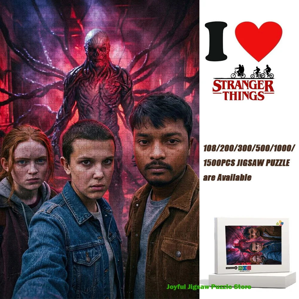 

Stranger Things Jigsaw Puzzle Character Max, Eleven & Vecna Puzzles Decompression Toy Hawkins Heroes Collectible Puzzle Gifts