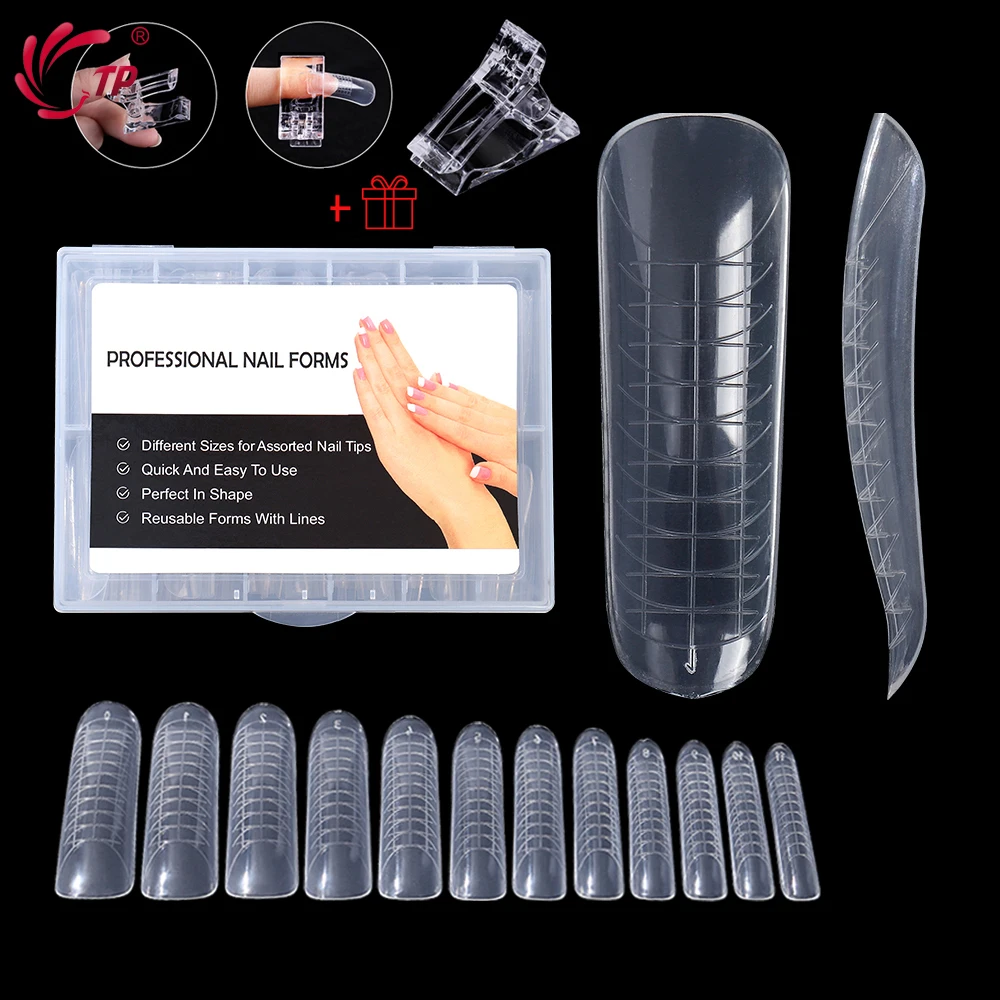 1 Box Clear Dual Forms Nail System Full Cover Nail Extension DIY Nails Accessoires Manicure Tools Quick Building Gel Mold Tips