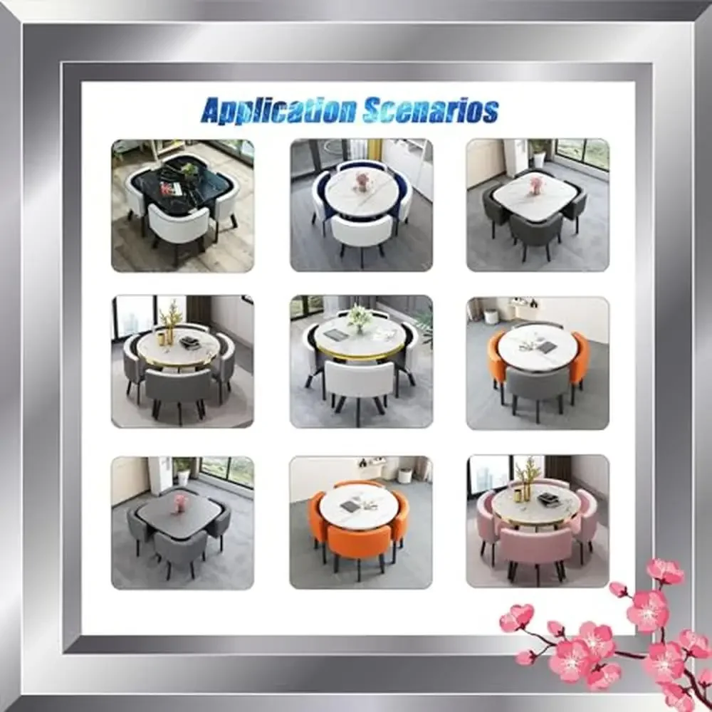 Ronde eettafelset met 4 stoelen Ruimtebesparend Multifunctioneel keukenmeubilair Hoogwaardige materialen Comfortabele zitplaatsen