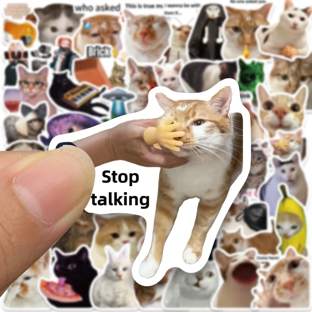 50PCS Kawaii Cat Meme Oiiai Stickers Graffiti Notebook Luggage Laptop Phone Stationery Cute Cartoon Decals DIY Waterproof Gift