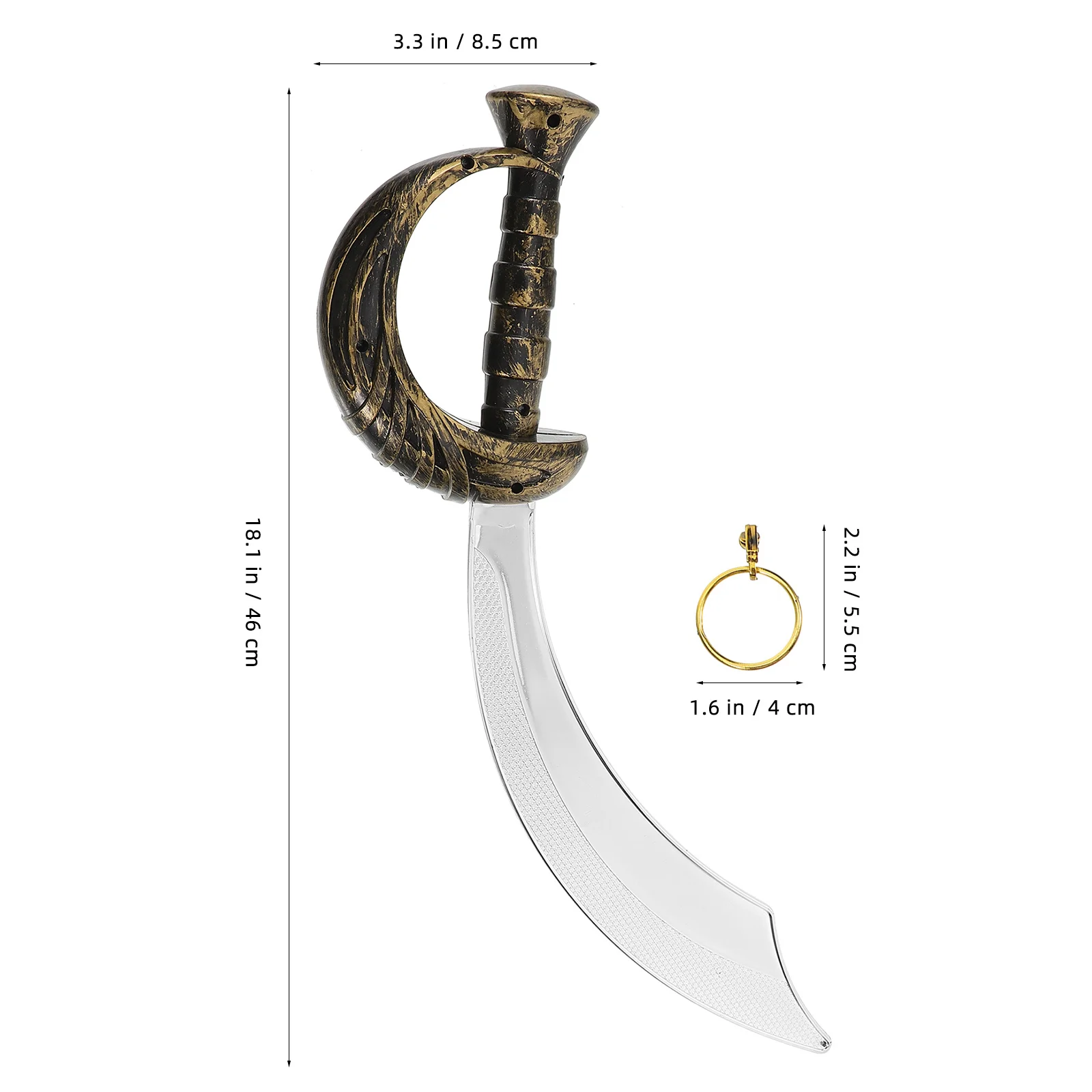 1Set Pirate Sword Hoop Earring Cosplay Prop Break Resistant Plastic Pirate Accessory for Stage Performance Party
