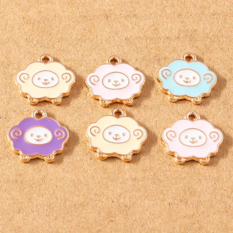 10pcs Cute Enamel Cartoon Sheep Charms for Jewelry Making Dog Paw Print Charms Pendants DIY Earrings Necklaces Accessories