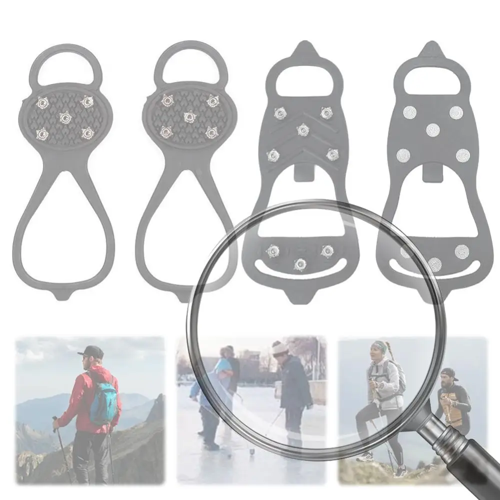 

5/8 зубьев, когти для снега и льда, нескользящие прогулочные шипы, захваты для льда, зимние ледяные шипы, кошки для льда для альпинизма, кемпинга