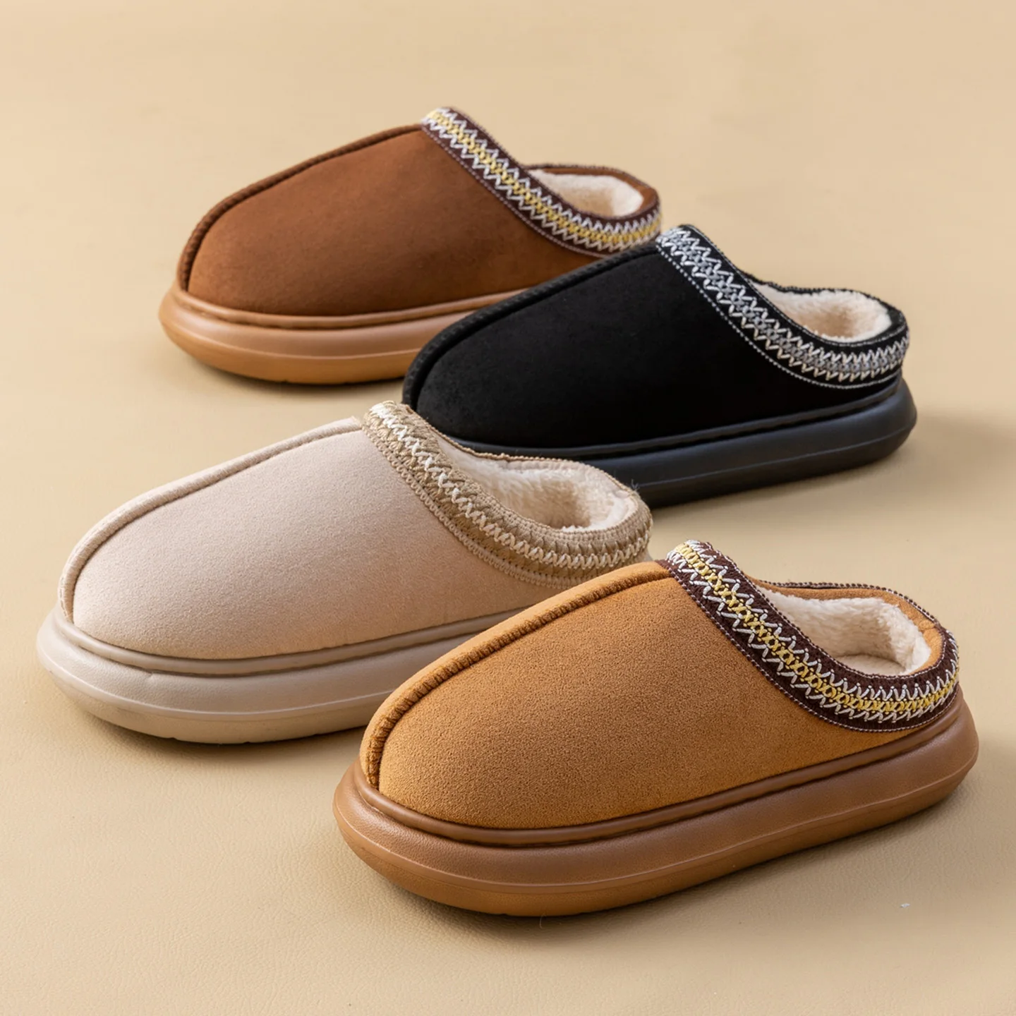 

Men's Platform Slippers Winter Plush House Shoes with Non-Slip Thick Sole, Lightweight Comfortable Fuzzy Slippers for Home Shoes