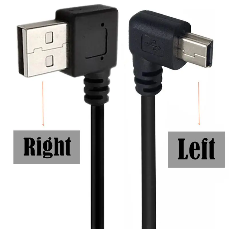 25cm Double Bend USB 2.0 A Male to Mini 5Pin Male/T-Shaped Interface/V3 Port MP4 MP5 Car Data Charging Connection Cable