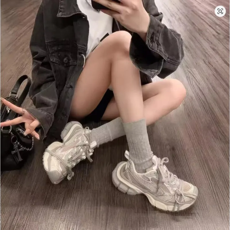 

Женские кроссовки на заказ, винтажные качественные парижские кроссовки 3XL, массивные кроссовки, толстые удлиняющие повседневные спортивные мужские и женские туфли для пар