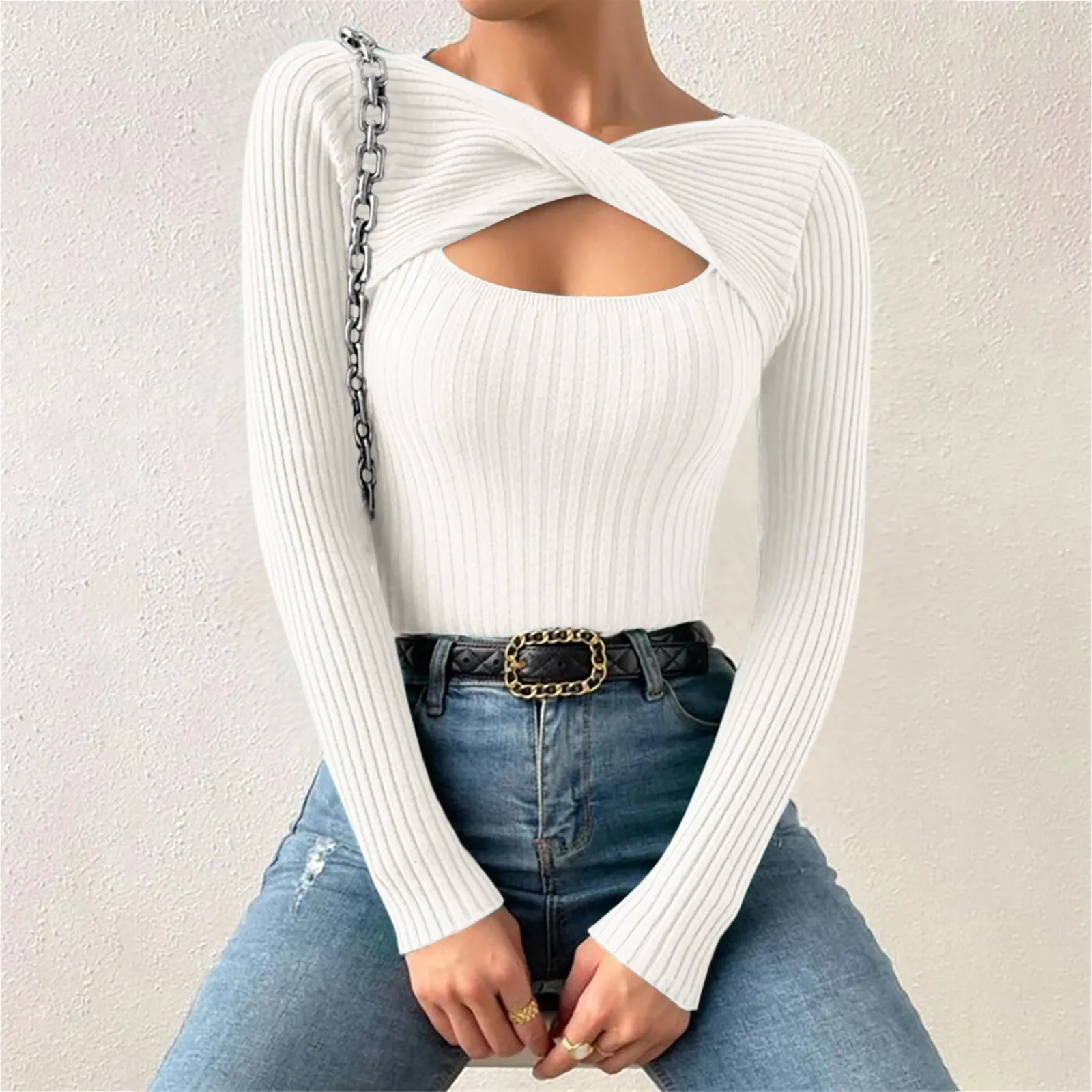 Women Sexy Solid Turtleneck Knitted Sweater Long Sleeve Hollowed Out Pullover Female Fashion Comfort Casual Slim Outerwear