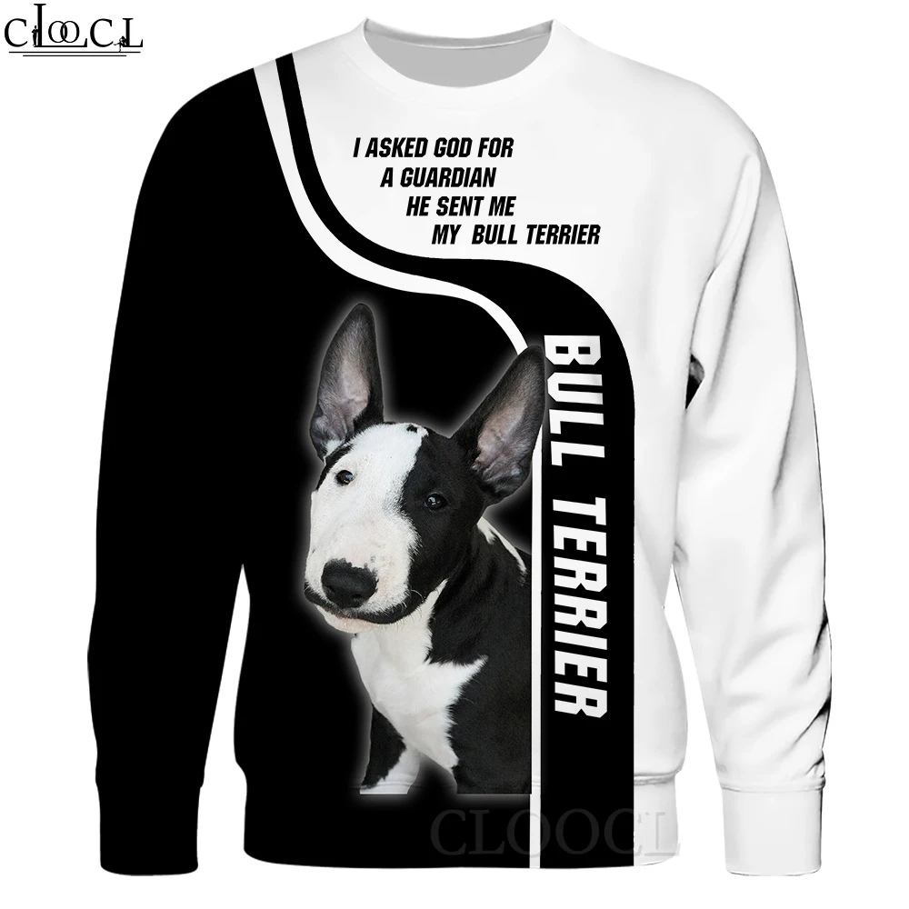 CLOOCL Men Hoodie Animal Bull Terrier 3D Graphics Printe Women Hooded Pullover Male Long Sleeves Streetwear Casual Clothing