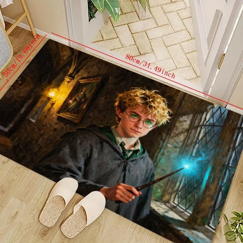

1 шт. напольный коврик для мальчика-волшебника в стиле Гарри Поттера, ковер для комнаты Magic Wand Fantasy, 50x80 см / 19,68x31,49 дюйма, нескользящий моющийся коврик,