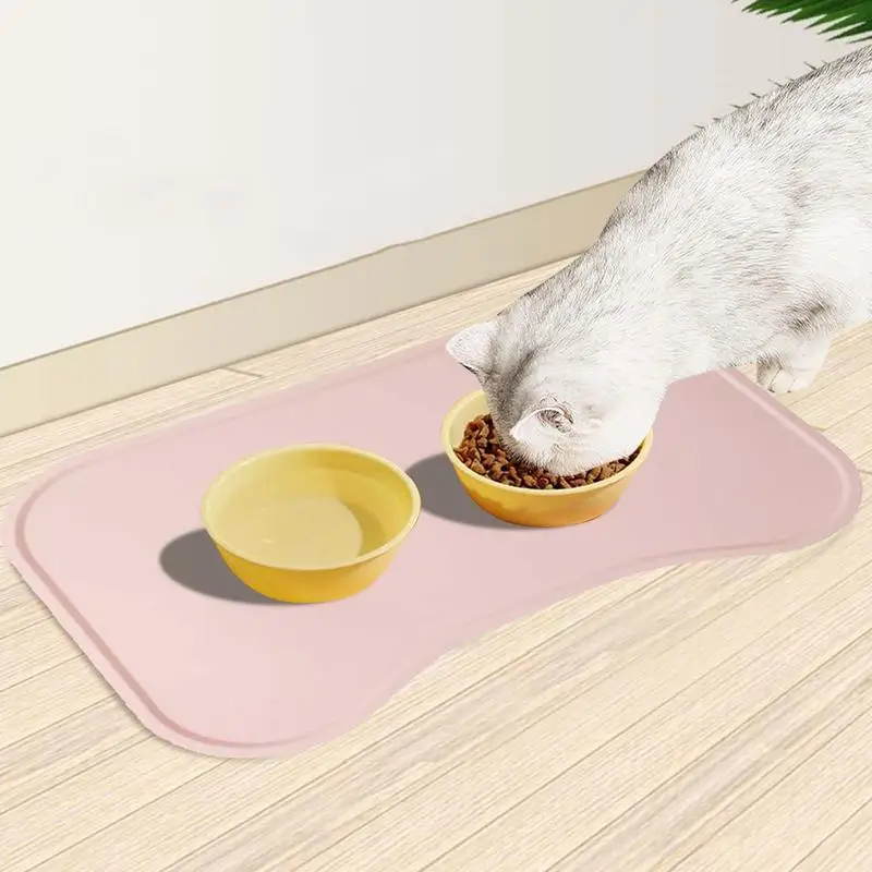 Pet Food Mat Silicone Waterproof Dog Food Mat Cat Food Mat Non-Skid Spill Proof Pet Feeding Mat For Food And Water Easy To Clean