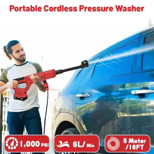 6-in-1 Nozzle Brushless Cordless Pressure Washer For Milwaukee 18V Battery Portable Handheld Car Patio Fence High Power Cleaner