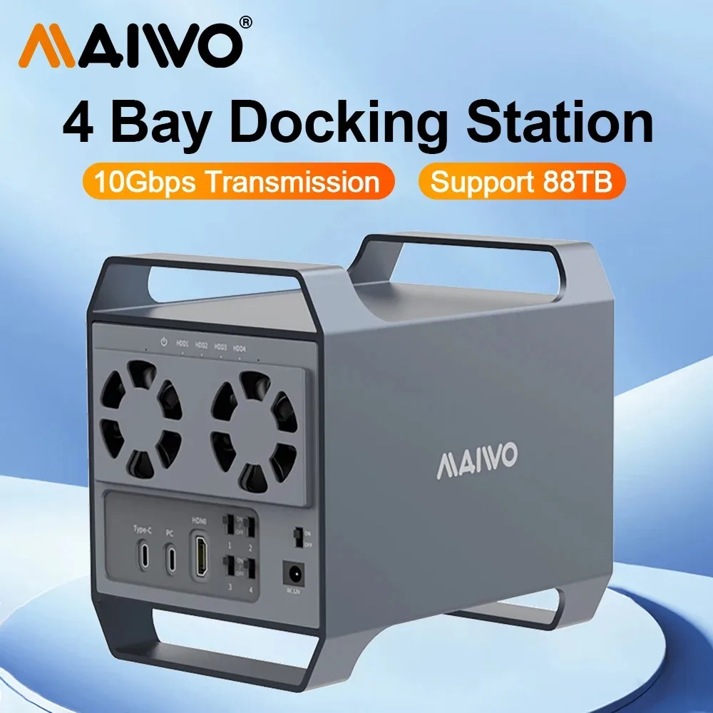 MAIWO Hard Drive Docking Station 4 bay SATA to USB C HDD Docking for 3.5 inch HDD/SSD External SATA Drive Box With HDMI UASP