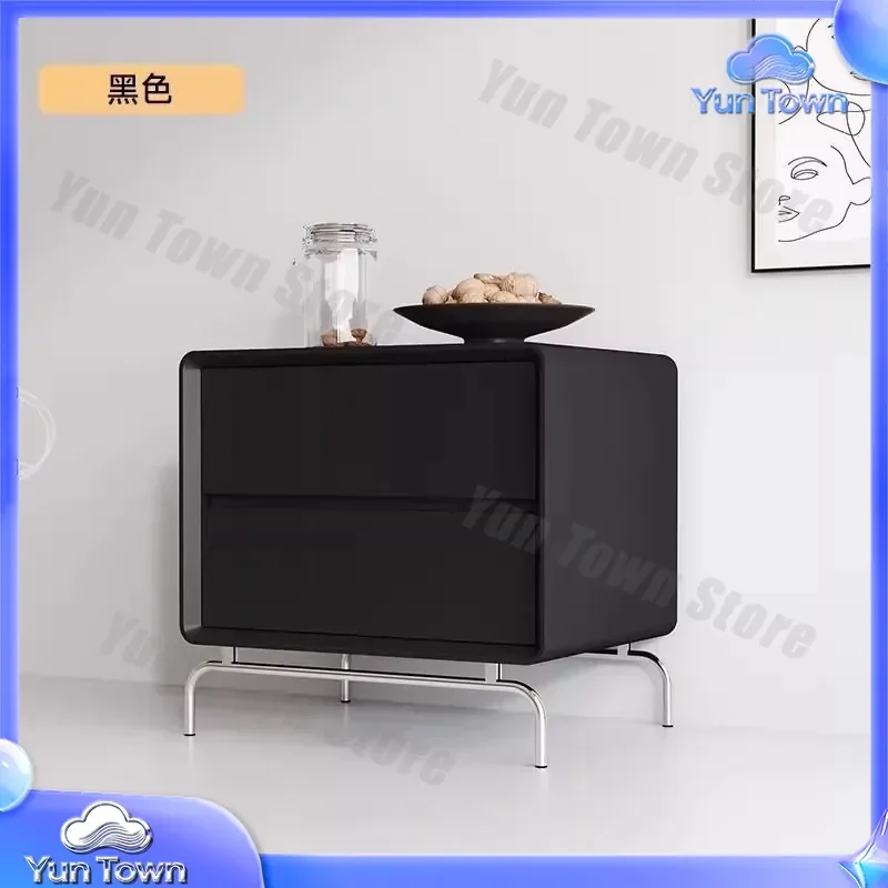 for Bedroom Solid Wood Black Bedside Table Modern Simple Storage Nightstand Light Luxury High End Creative Home Locker