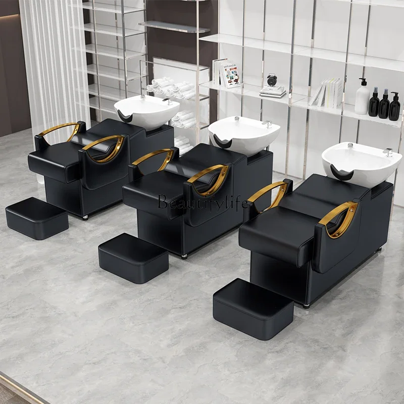 ls 04ร้านตัดผมแชมพูโกหกครึ่งลึกอ่างล้างหน้าร้านทําผมFlushing Bed