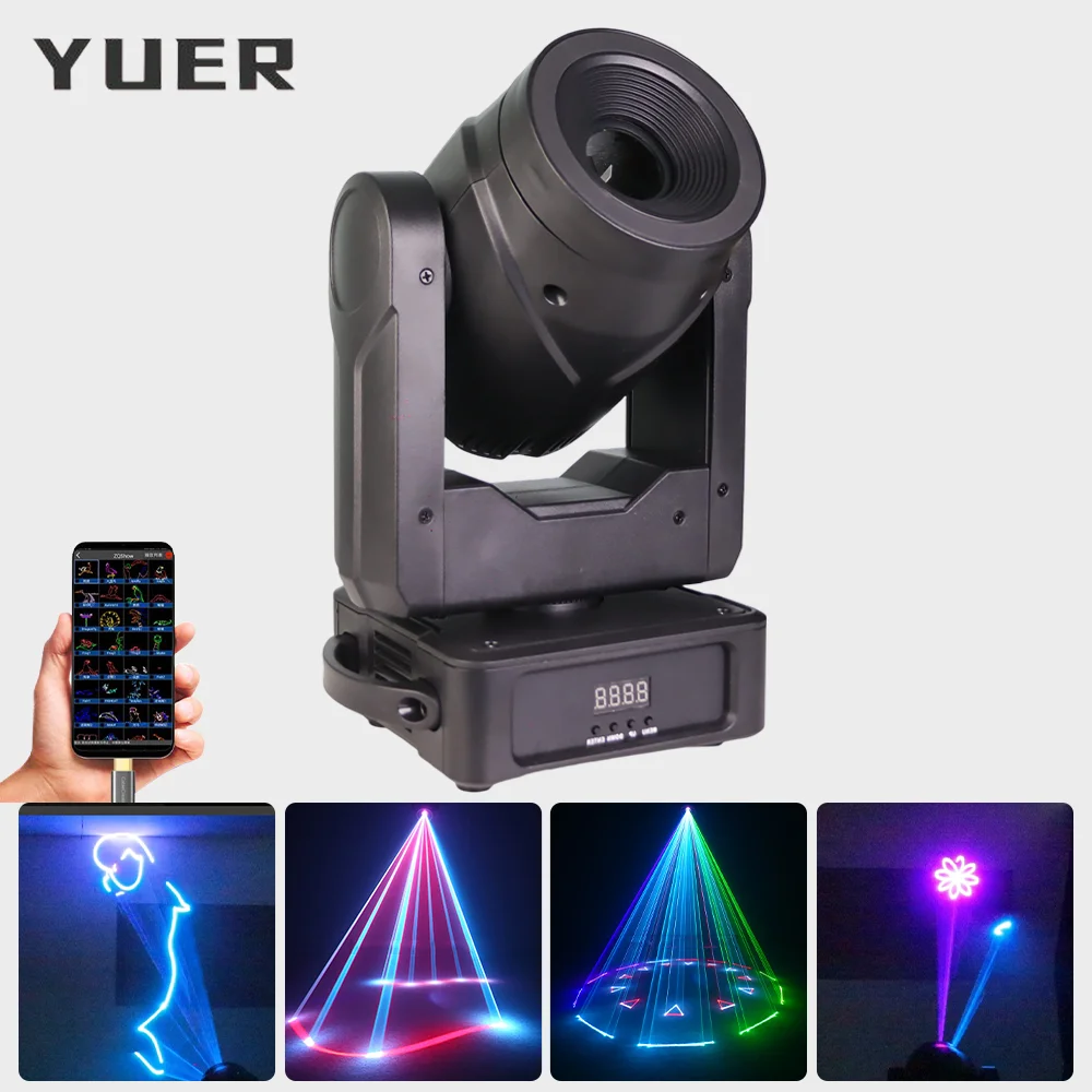 

6 Вт RGB анимационный проектор с подвижной головкой, лазерный свет с кольцом TTL 20 kpps, управление через приложение DMX512 для DJ Disco Party Bar Club