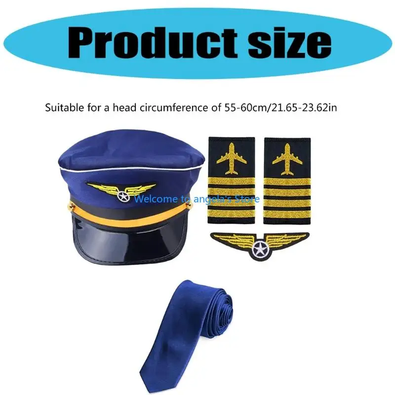 X4YC Capitão vôo Role Roupa Roupa Capitão Capitão Uniforme Epaulettes Luvas gravata pesco