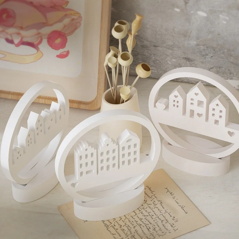 

Large Circle House Castle Silicone Mold Hanging DIY Plaster Resin Ornament for Home Decoration