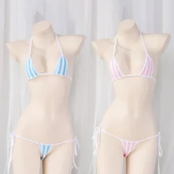 Women's Sexy Strappy Vertical Striped Three-point Bikini Strappy Lingerie Fetish New 2024 Skirt Lingеrie Set Clothing Erotic 18