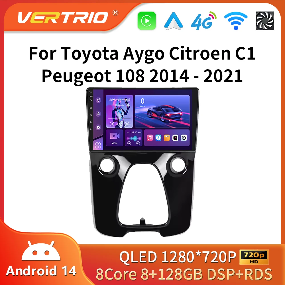 Android16 For Peugeot 108 For Toyota Aygo B40 2014-2021 Car Radio Multimedia Video Player Navigation Stereo GPS 2din Carplay DSP