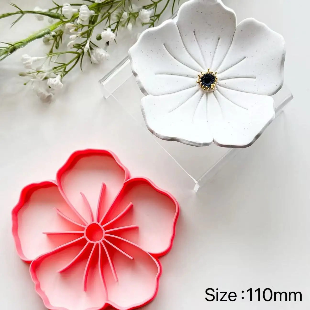 Daisy Polymer Clay Trinket Dish Cutter Shell Palm Leaf Flower Shape Clay Coaster Mould DIY Plate Tray Mold Handmade Clay Tools - view 4
