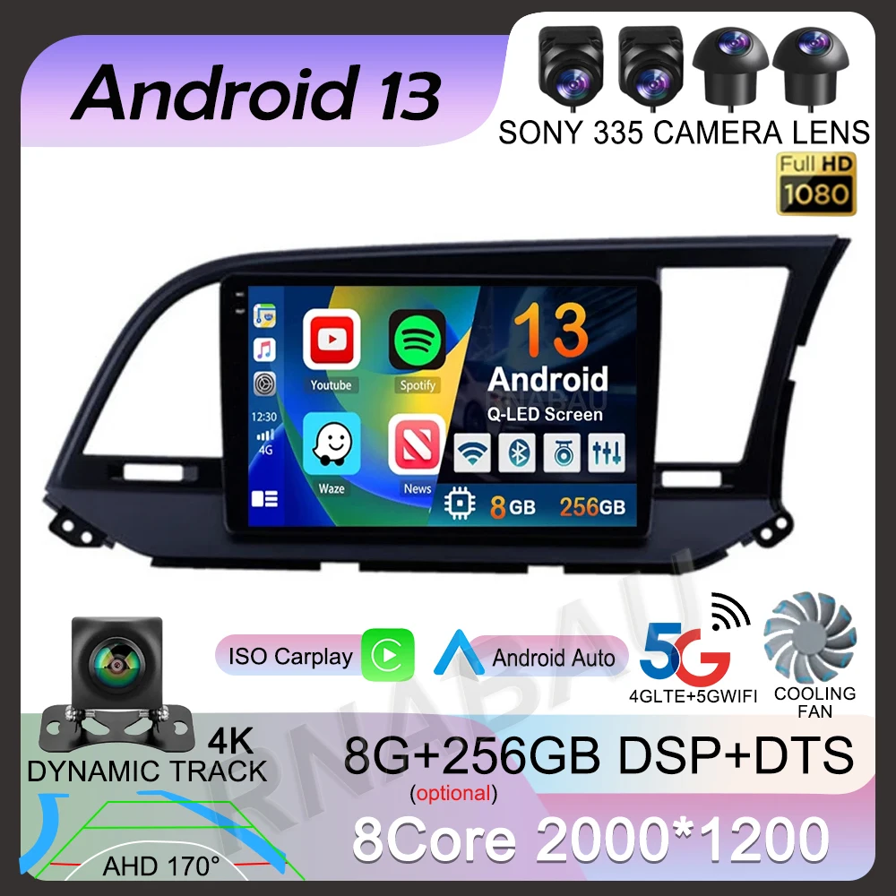 

Android 13 Carplay Car Radio For Hyundai Elantra 6 2015 2016 2017 2018 GPS Navigaion Multimidia Video Player Stereo Head Unit 4G