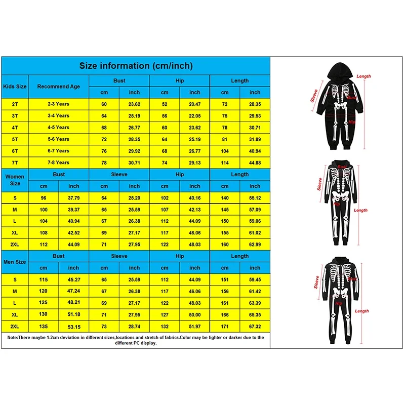 패션 해골 프린트 후드 점프수트 파자마 할로윈 가족 매칭 룩, 아버지 어머니 키즈 할로윈 코스튬
