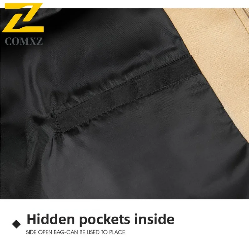 COMXZ 2025 Autumn Winter Two Piece Hooded Cotton Jacket Mens utdoor Sports Casual Loose Fit Thick Warm Solid Color Fashion Coat