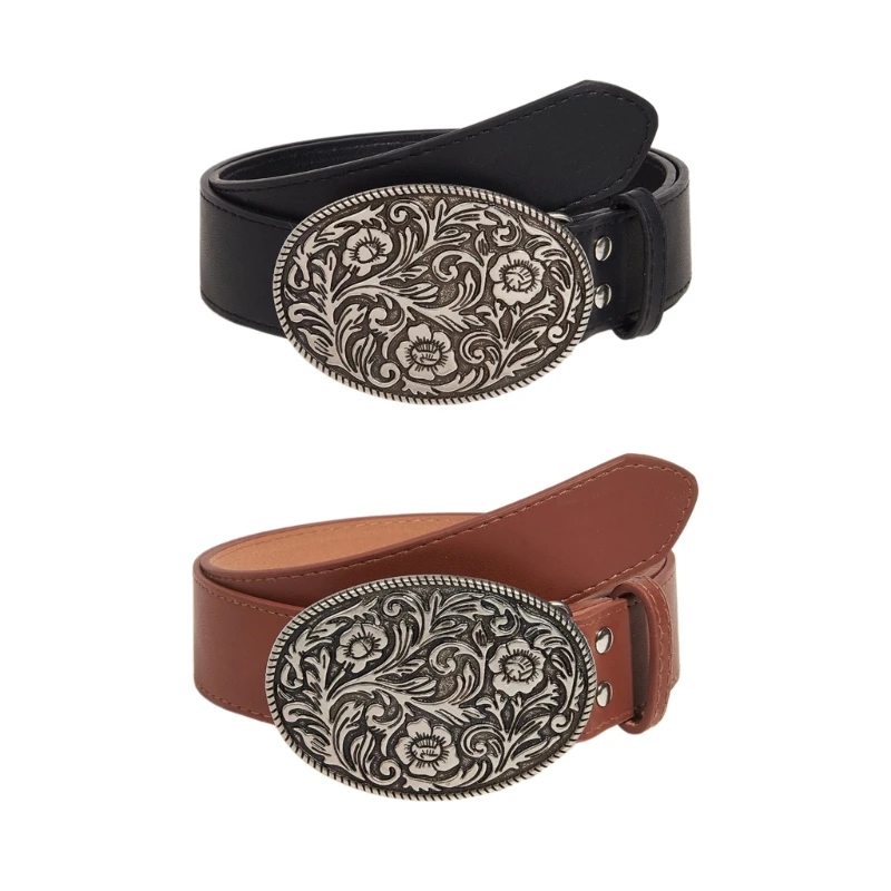 Durably PU Leather Waist Belt Ethnic Western Waist Belt for Girl Women Decorative Waist Belt for Coat Skirts Jeans