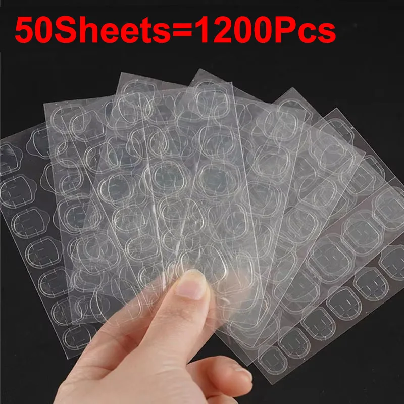 Nieuwe 600PCS Dubbelzijdige Lijm Nail Sticker Nail Art Sticker Nail Stickers zelfklevende Jelly Kunstnagels Tips GDJ01
