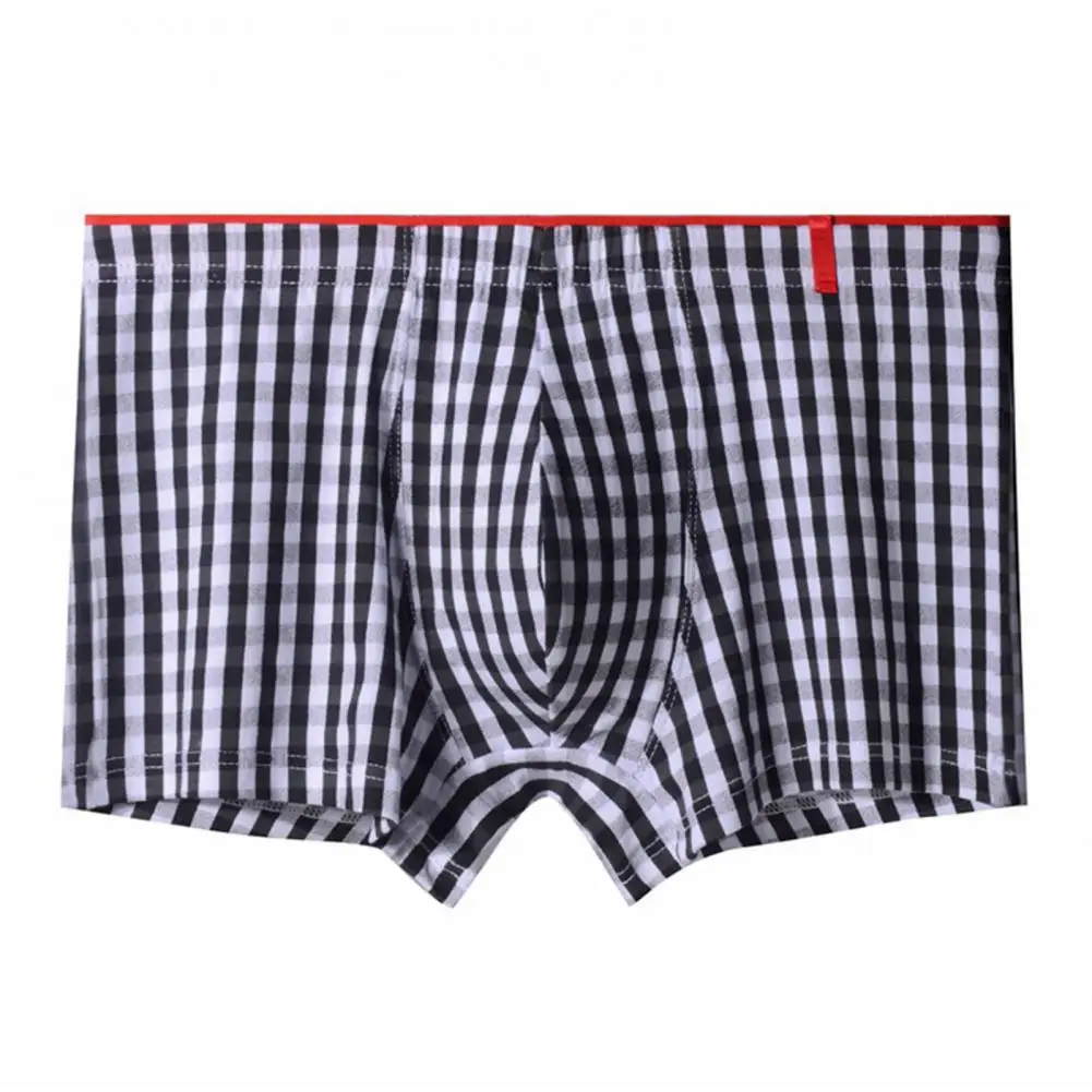 2024 Men Boxer Shorts Plaid Print Briefs with Elastic Waistband Underwear Male Boxer And Underpants