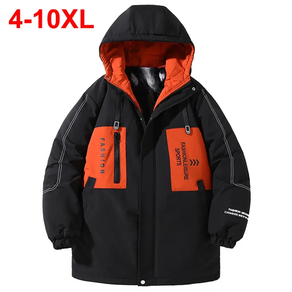 

Мужская зимняя флисовая парка с капюшоном, размеры 8XL, 9XL, 10XL