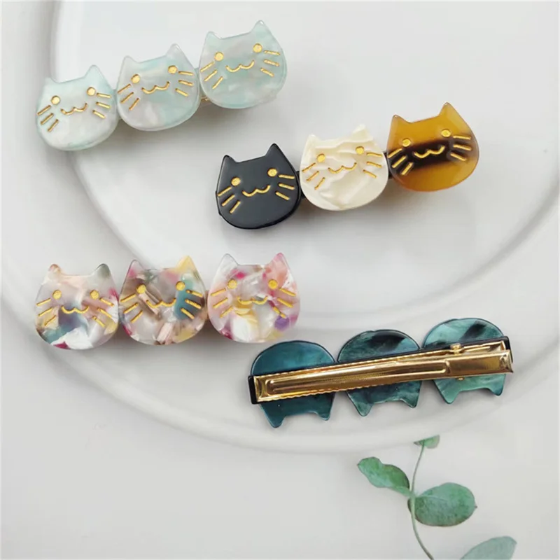 Cat Smile Face hairbin Kawaii Claw Bang Sides Duckbill For Girl Cartoon Hair Clips Acetic Acid Cute Animal Headwear Girl Styling