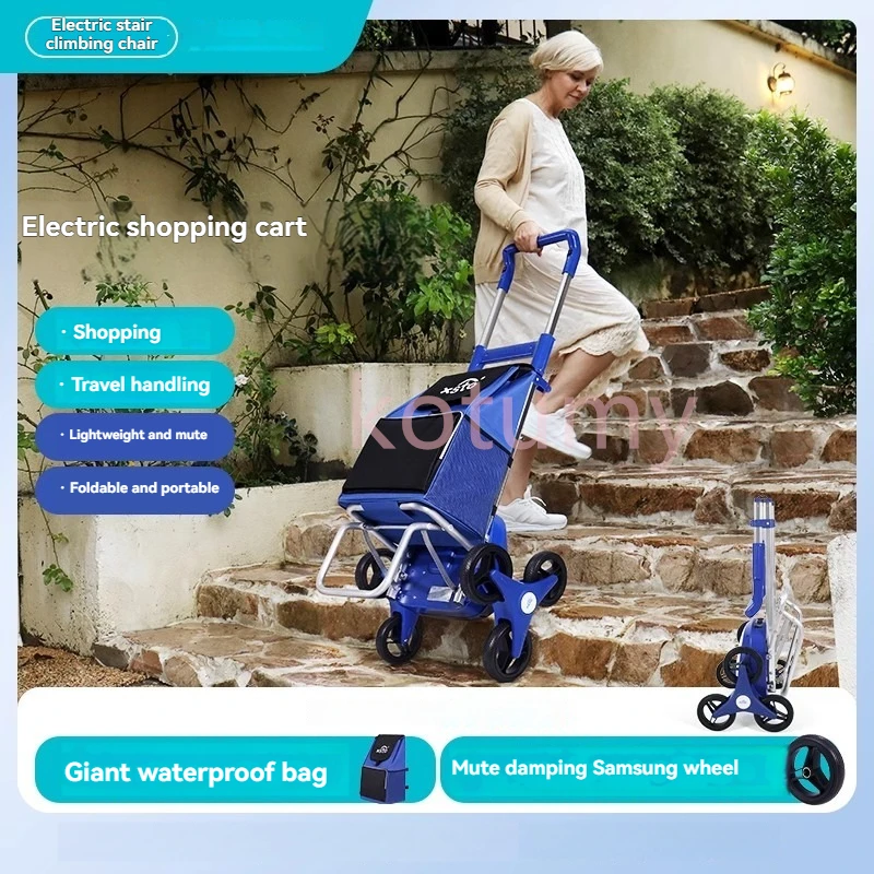 Electric Shopping Cart Folding Silent Stair Climbing Machine Household Shopping Bag Outdoor Camping Portable Cart for the elder