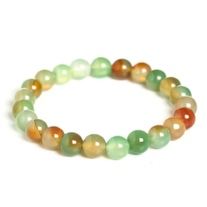 JD Natural Stone Peacock Agate Beads Bracelet Women Fashion Green Colorful Carnelian Stone Strand Bangles Female Jewelry Gift