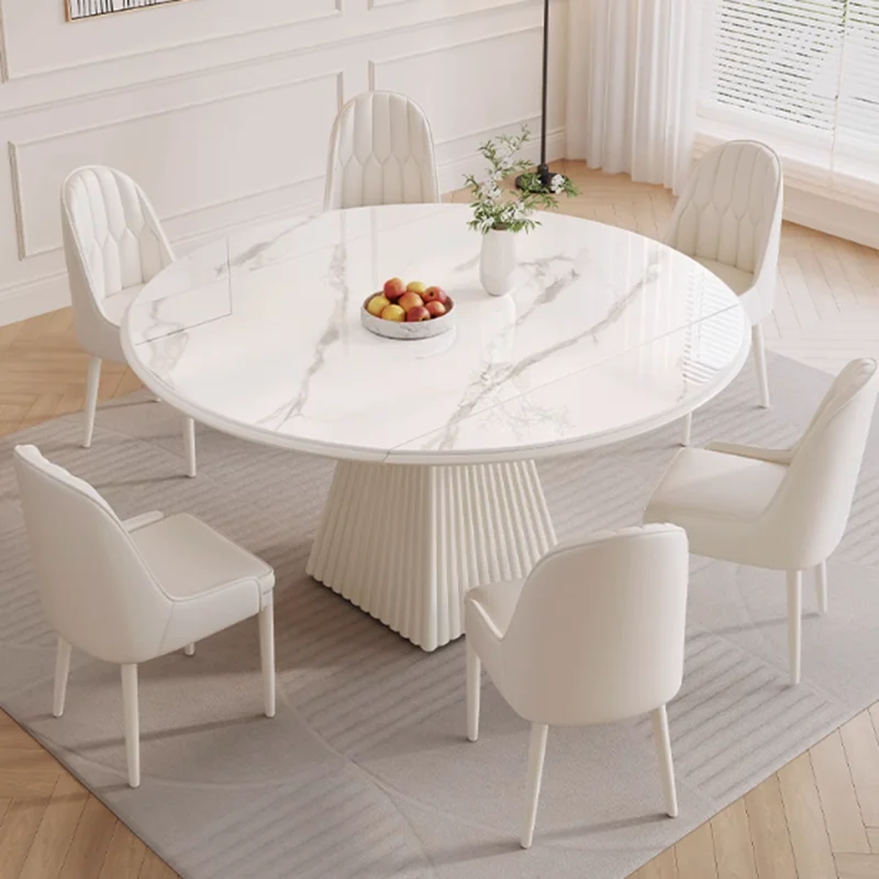 Luxury Kitchen Dining Table Modern Unfoldsnle Nordic Round Dining Table Folding Italian Big Mesas De Comedor Home Furniture