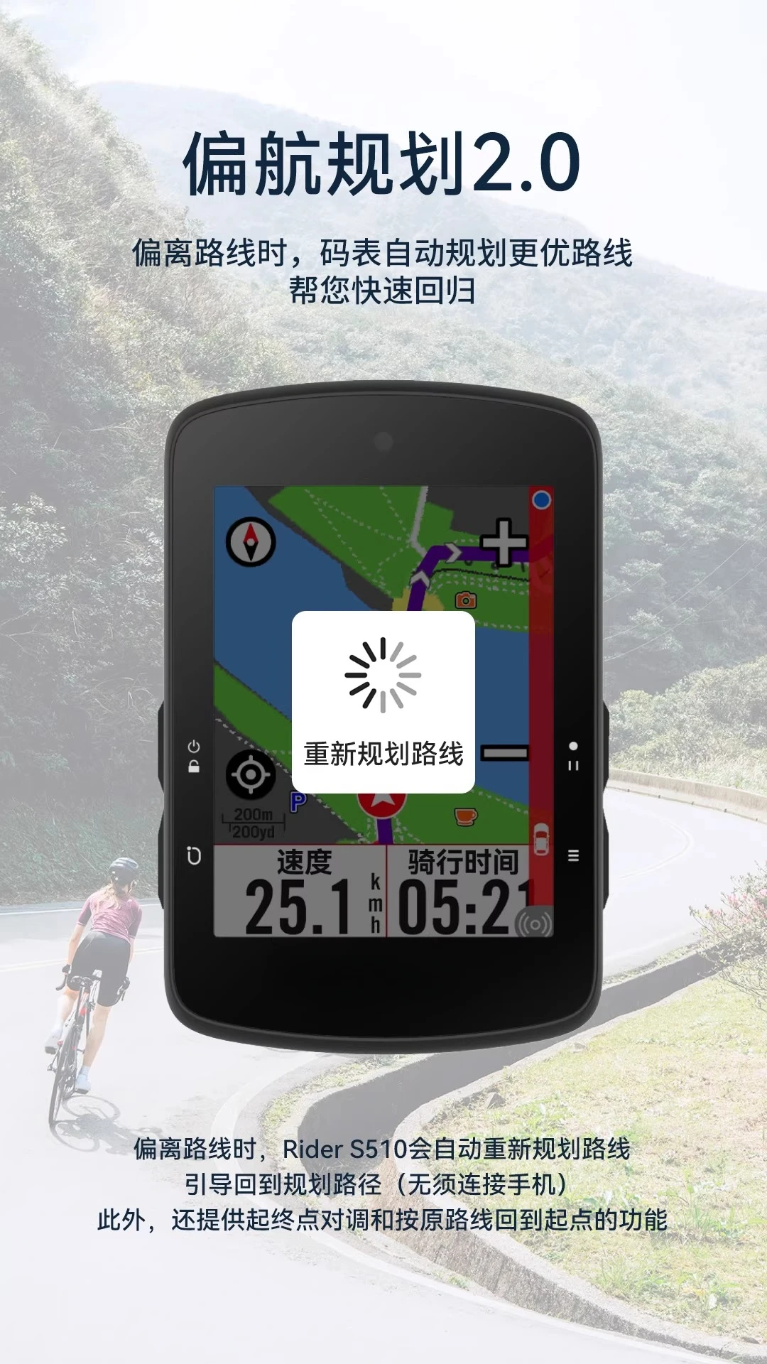 

New 510 navigation map code table 2.8-inch color screen touch slope section road bicycle code table