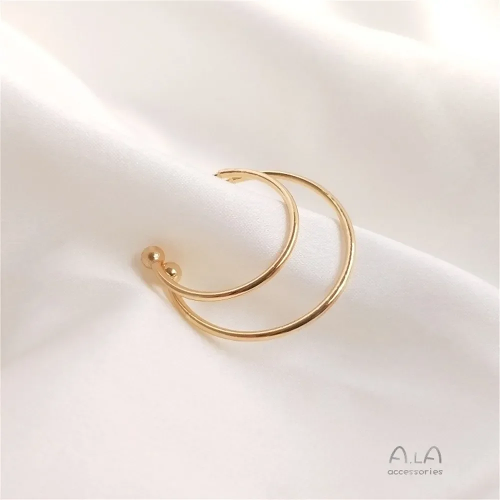 

Copper Package 14K Real Gold Semi Round Stud Earrings C-Shaped Earrings Handmade DIY Earrings Accessories Material E016