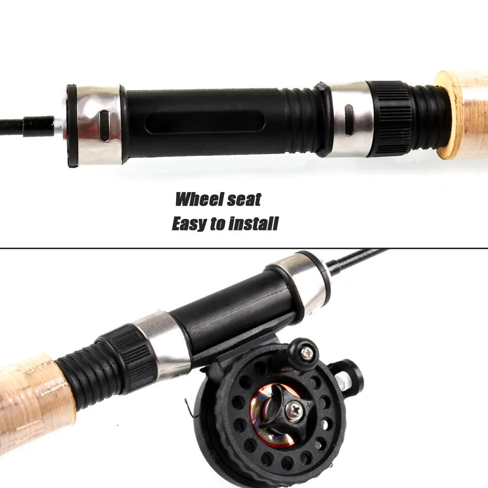 Sougayilang صنارة صيد الجليد الصغيرة تلسكوبية لصيد الأسماك على الجليد مع قبضة خشبية - المعدات الأساسية لصيد الأسماك على الجليد في الشتاء