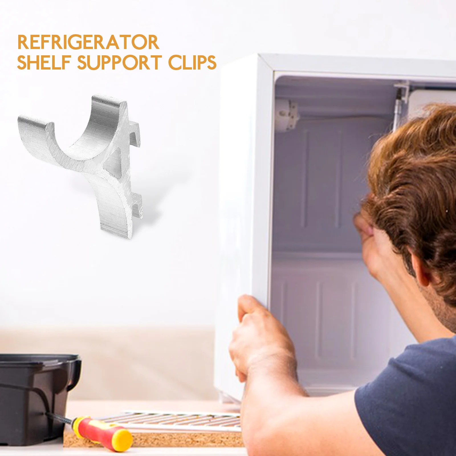 

4 Pcs Freezer Hook Hooks Cooler Shelf Support Metal Clip Silver Aluminum Alloy Supports