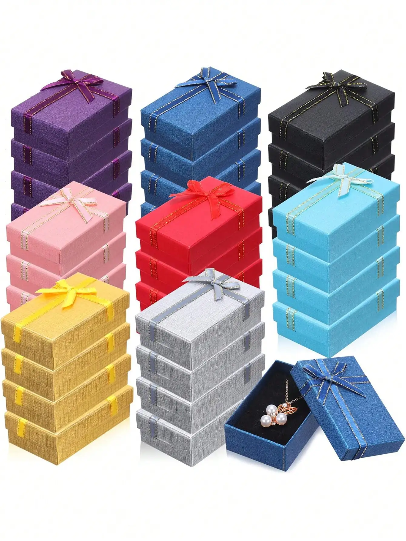 

Compact & Elegant Jewelry Gift Box (Box Only, No Accessories), Suitable For Rings, Necklaces, Earrings And Bracelets, Surprise Christmas Gift Box, Wholesale Packaging, Comes With Bow, Ombre Color Design, Lidded, For Office And Home Use
