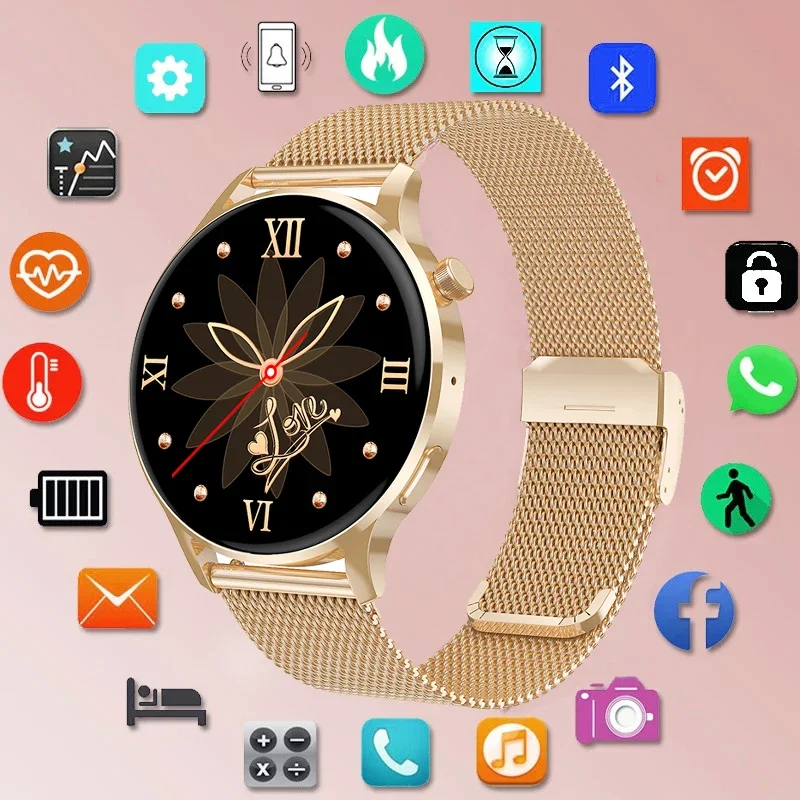 2024 New Smart Watch Women Heart Rate Blood Oxygen Monitor HD Watch Bluetooth Call Women Health Smart Watch for Android iOS