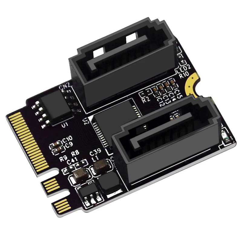 Tarjeta elevadora M.2 a SATA3.0, llave de tarjeta de expansión A + E Wifi M.2 a tarjeta adaptadora SATA, unidad gratuita JMB582